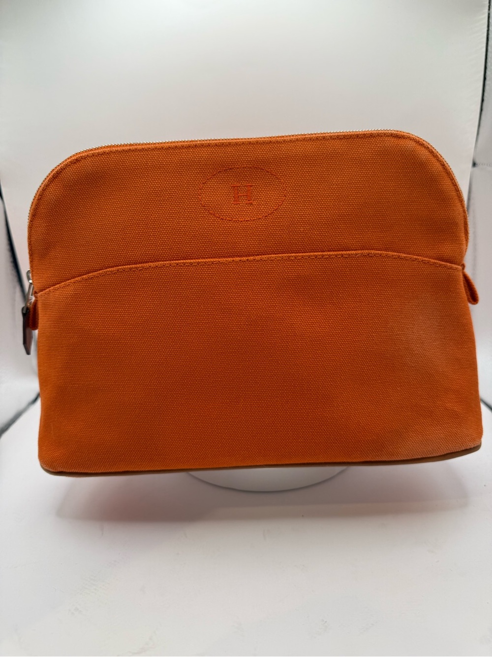 Hermès Bolide GM Orange Canvas Travel Cosmetic Pouch